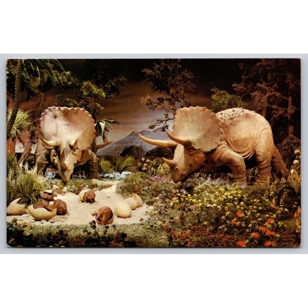 Vintage Disneyland Postcard Primeval World Triceratops Diorama 01110409 Unused